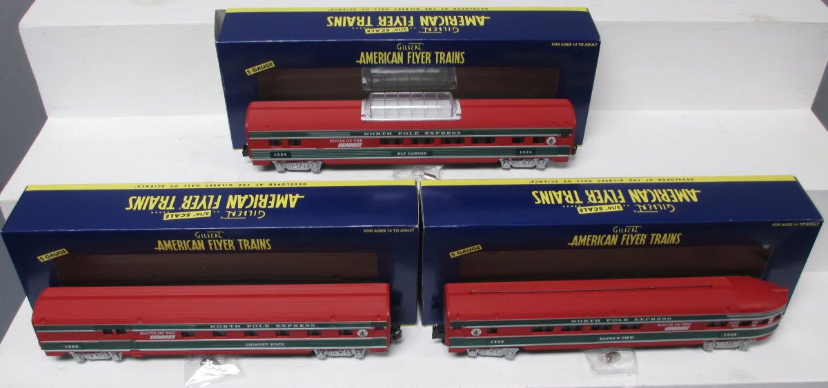 American Flyer 6-49960 S Gauge Route of the Reindeer Steamliner Car (Set of 3)