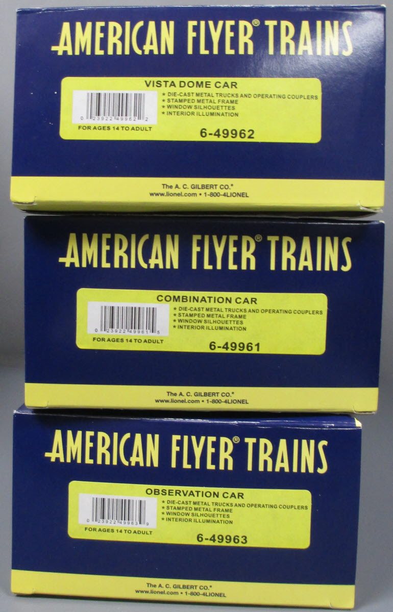 American Flyer 6-49960 S Gauge Route of the Reindeer Steamliner Car (Set of 3)