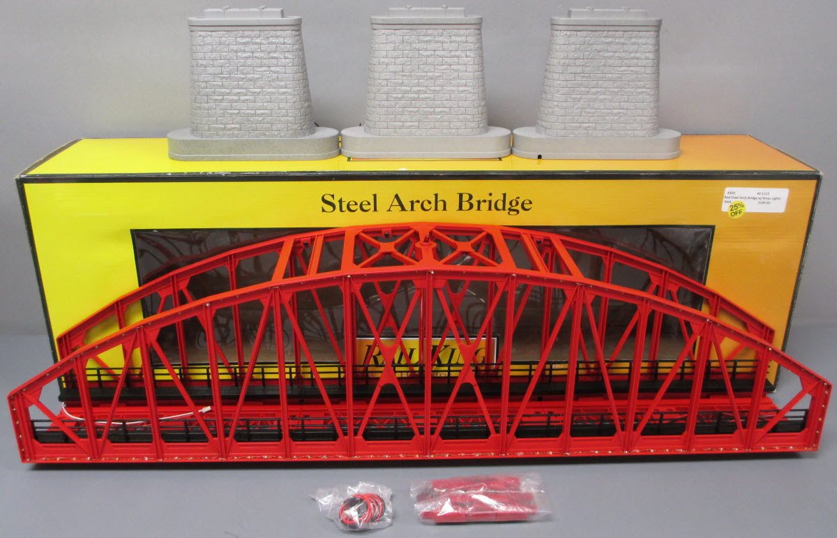MTH 40-1115 O RealTrax Steel Arch Bridge with Operating Christmas Lights
