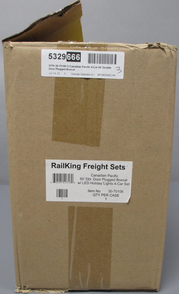 MTH 30-70106 O Canadian Pacific 4-Car 50' Double Door Plugged Boxcar Set