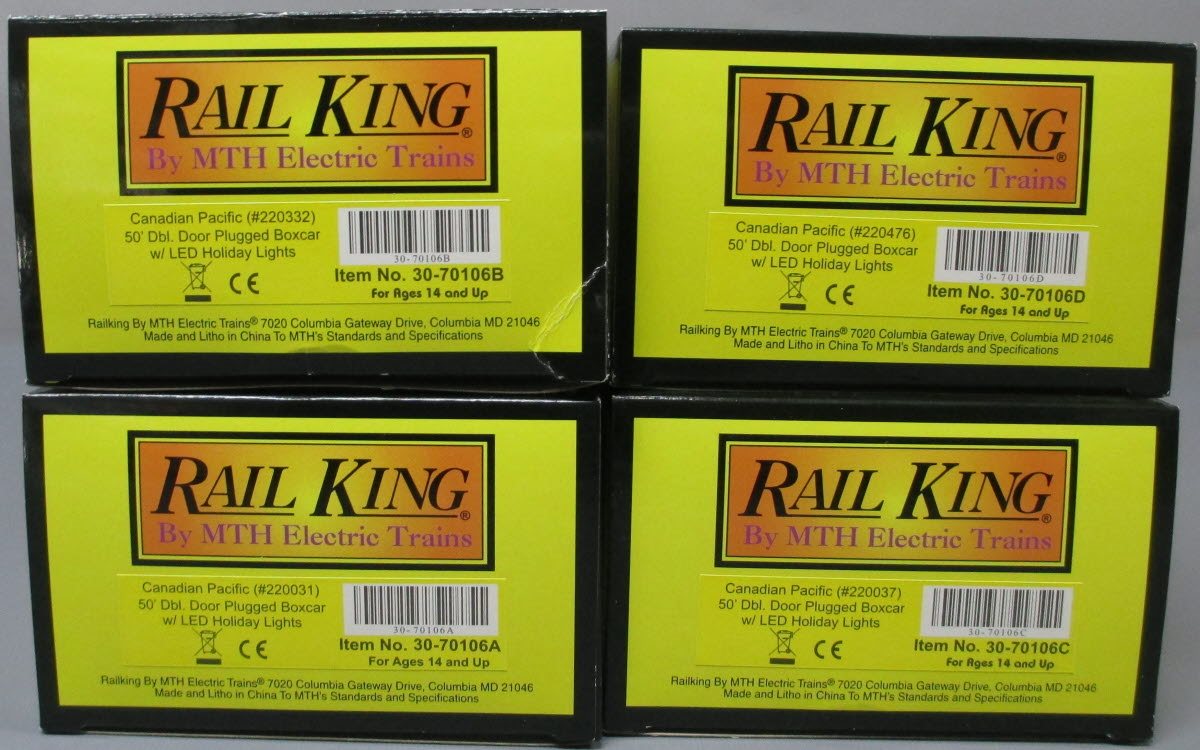 MTH 30-70106 O Canadian Pacific 4-Car 50' Double Door Plugged Boxcar Set