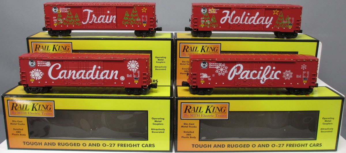 MTH 30-70106 O Canadian Pacific 4-Car 50' Double Door Plugged Boxcar Set