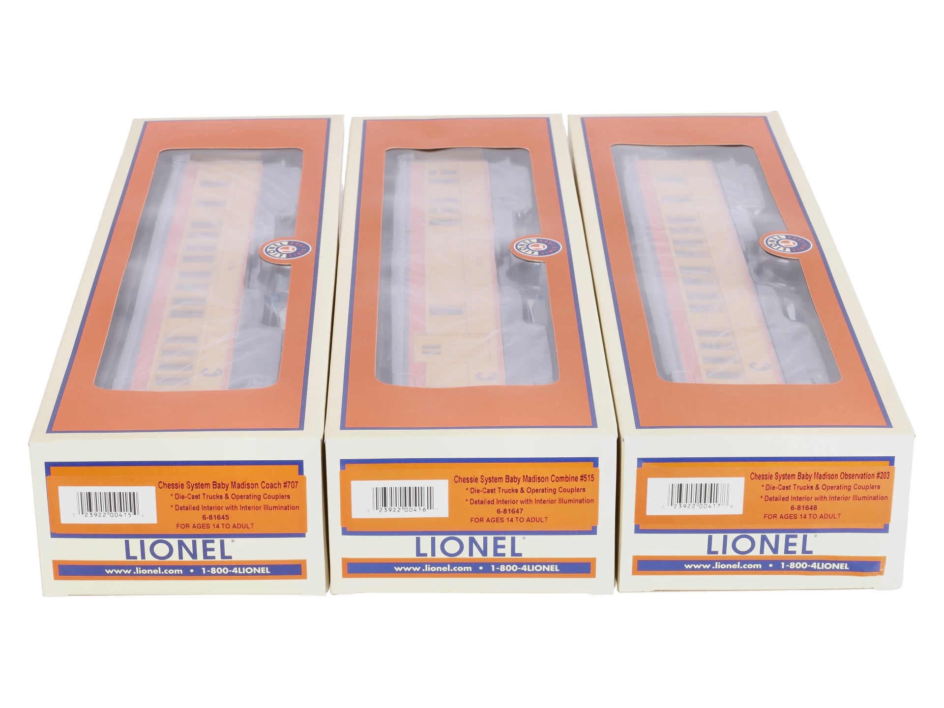 Lionel 6-81644 O Chessie Madison Passenger Car - 3 Pack