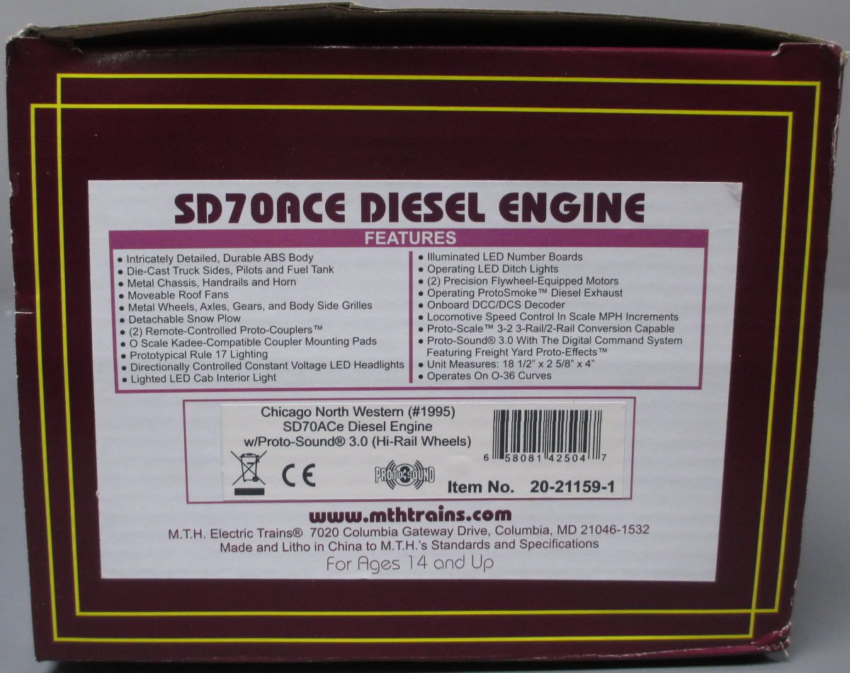 MTH 20-21159-1 Chicago North Western SD70ACe Diesel Engine #1995