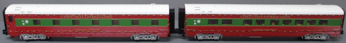 MTH 30-68133 O Christmas 2-Car 60' Streamlined Sleeper/Diner with LED Lights