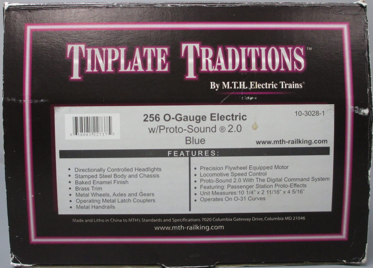 MTH 10-3028-1 Std Gauge NYC Blue Electric #256 w/Proto-Sound 2.0