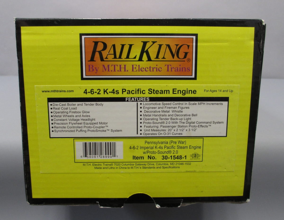 MTH 30-1548-1 O PRR Prewar 4-6-2 Imperial K-4 s Pacific Steam Engine #5387 w/PS2