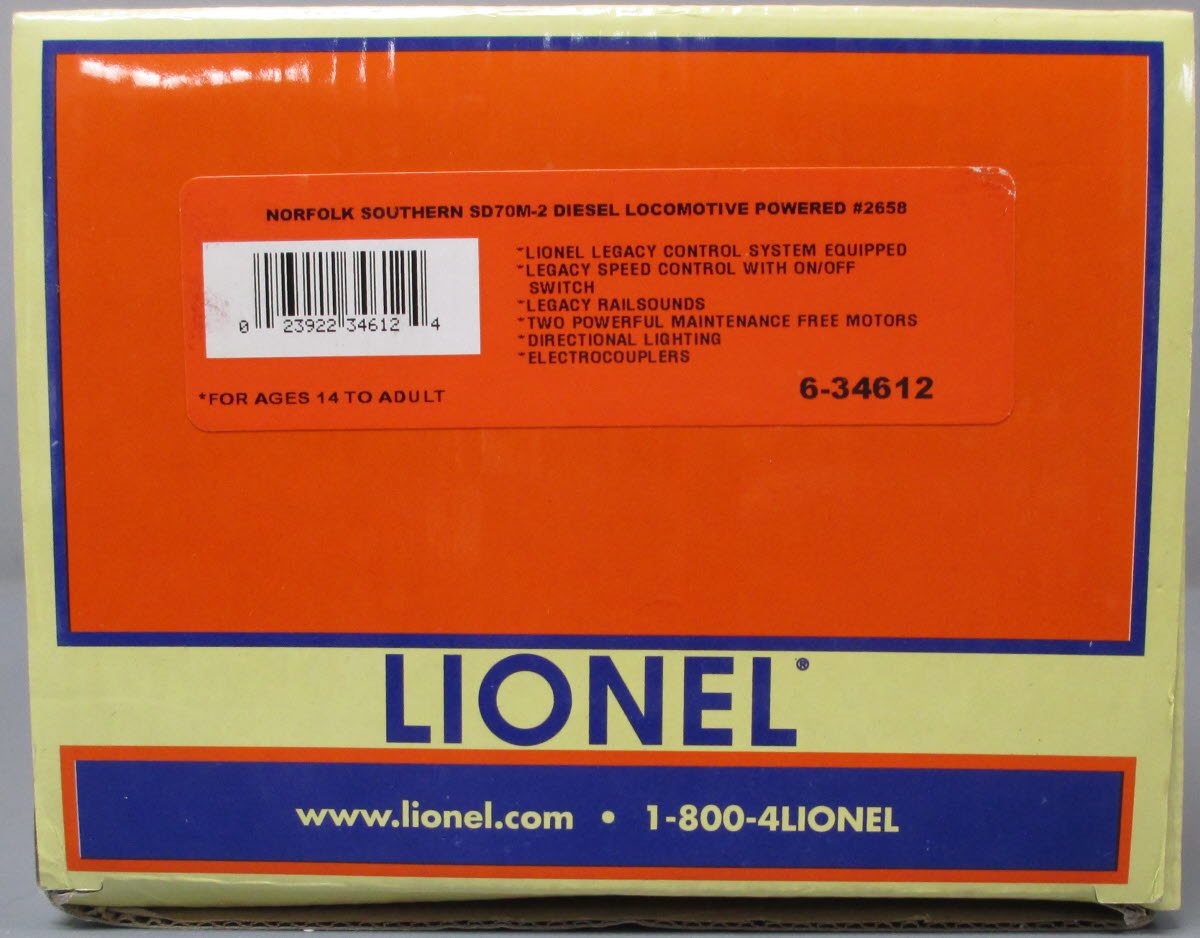 Lionel 6-34612 O Gauge Norfolk Southern Legacy SD70 M-2 Diesel Locomotive #2658