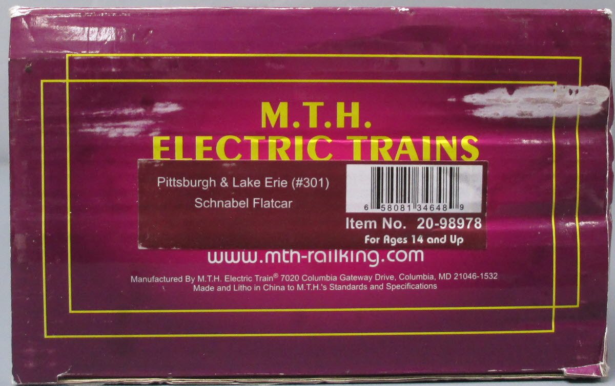 MTH 20-98978 O Gauge Pittsburgh & Lake Erie Schnabel Flatcar #301