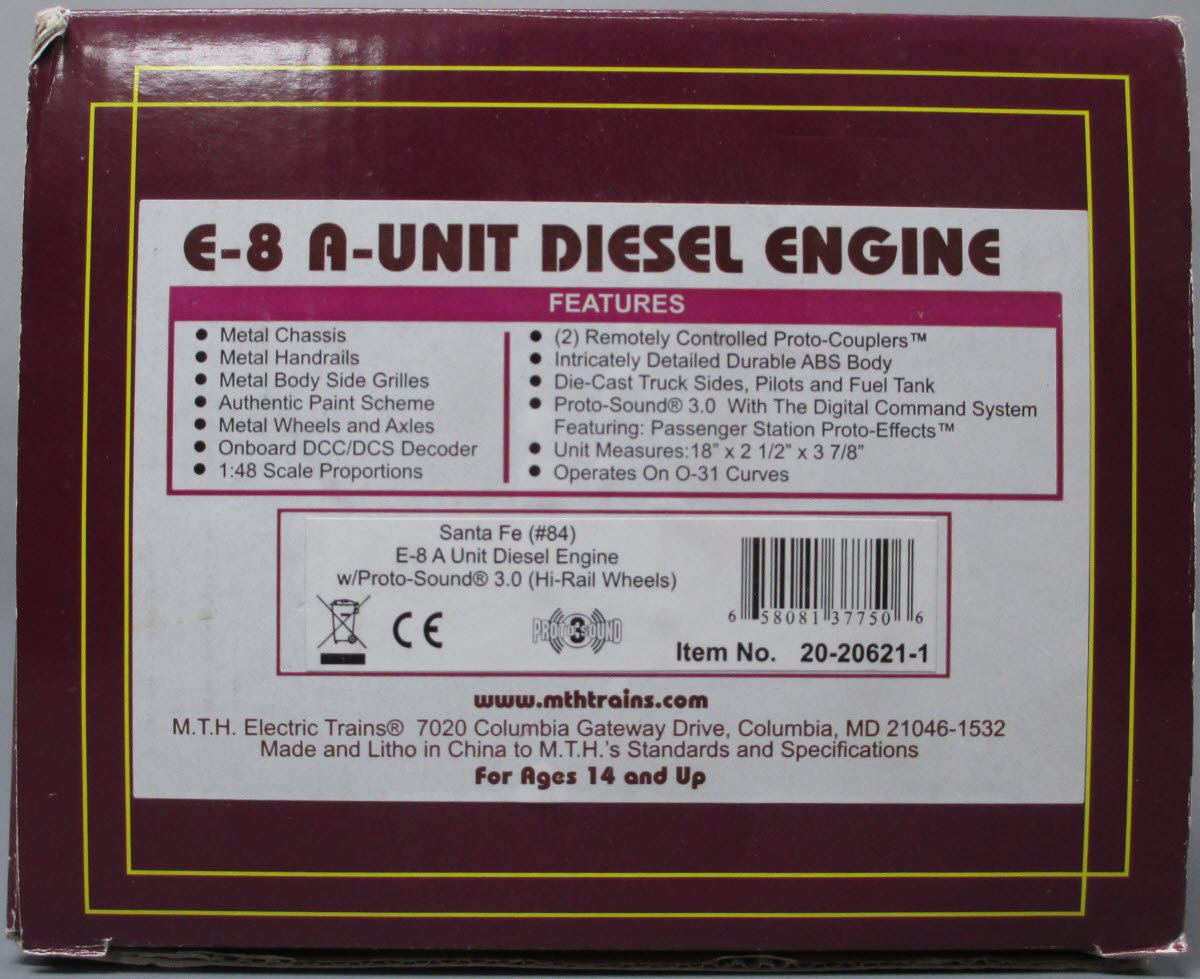 MTH 20-20621-1 Santa Fe E-8 A Unit Diesel Engine #84