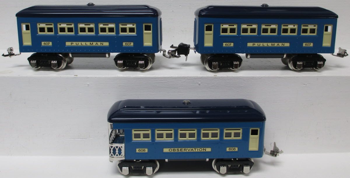 MTH 10-8503 O Two-Tone Blue 600 Series Passenger Car Set (Set of 3)