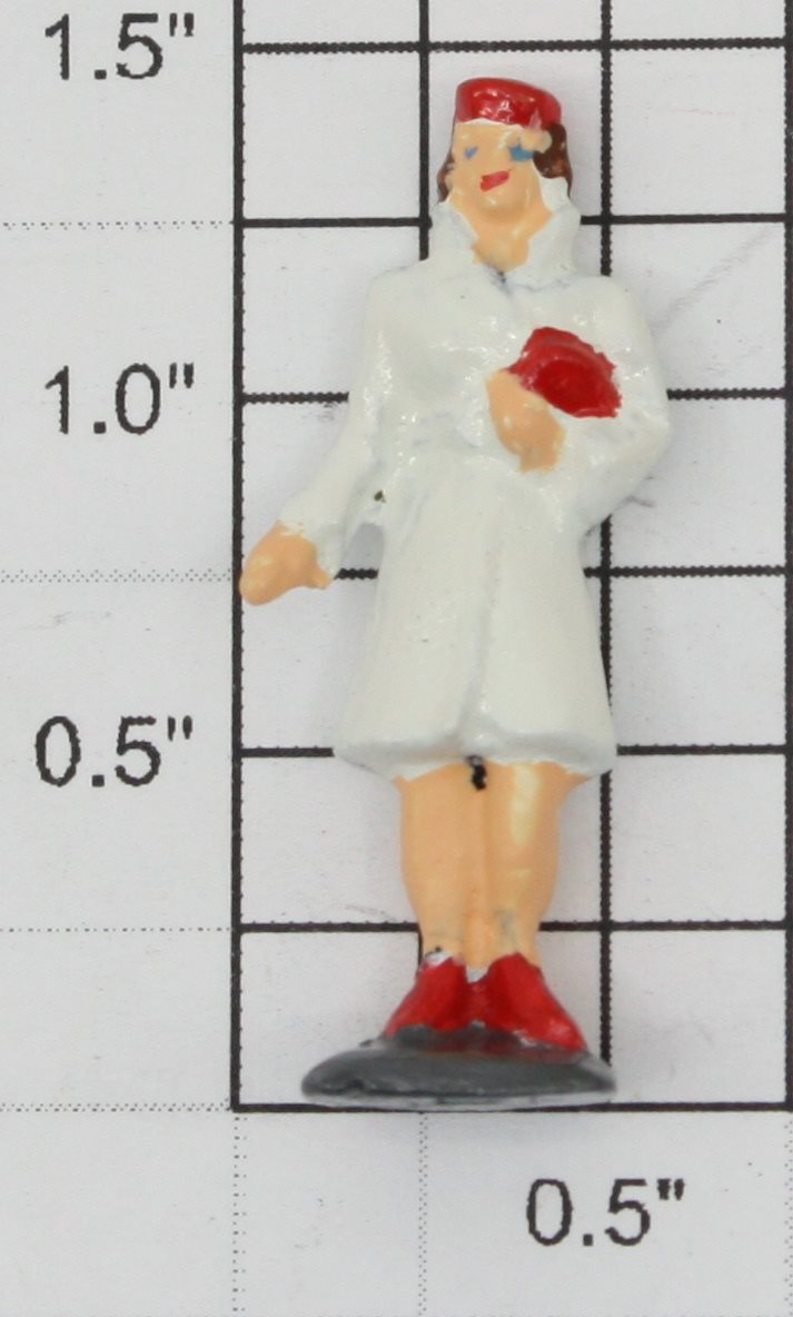 American Flyer XA10002 Diecast Brunette Woman in White Coat w/ Red Purse Waiting