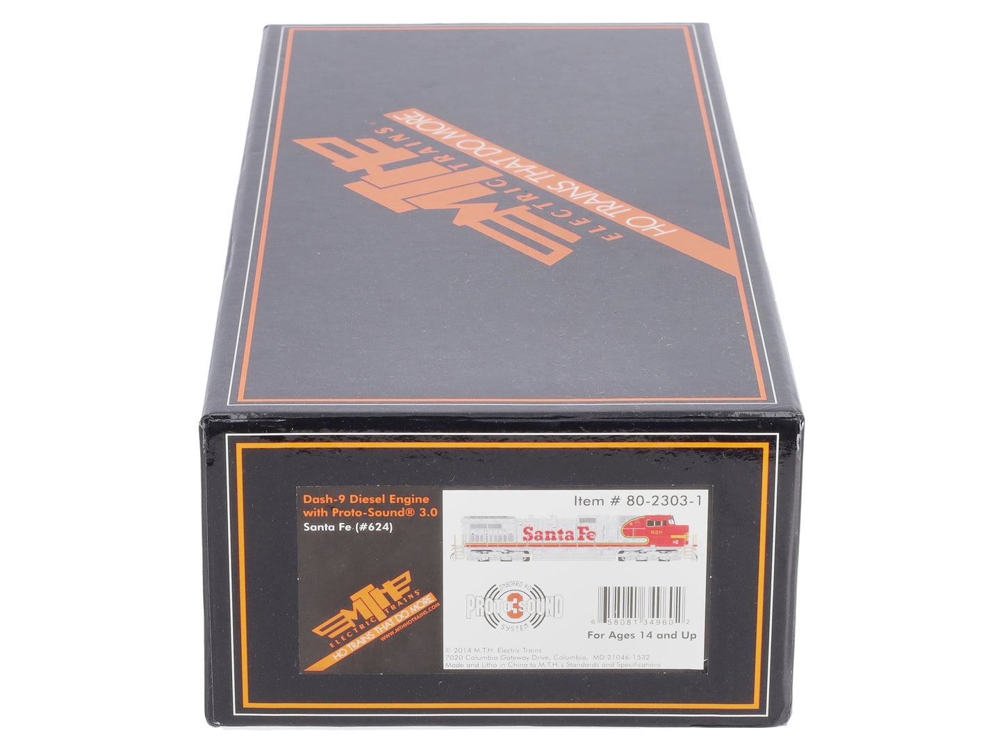 MTH 80-2303-1 HO Santa Fe Dash-9 Diesel Locomotive with Proto-Sound 3 #624