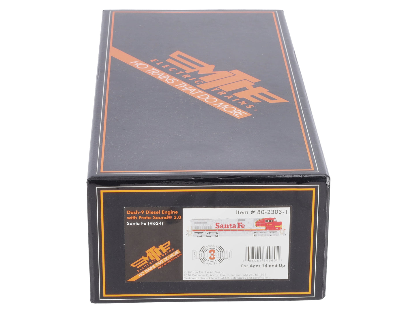 MTH 80-2303-1 HO Santa Fe Dash-9 Diesel Locomotive with Proto-Sound 3 #624