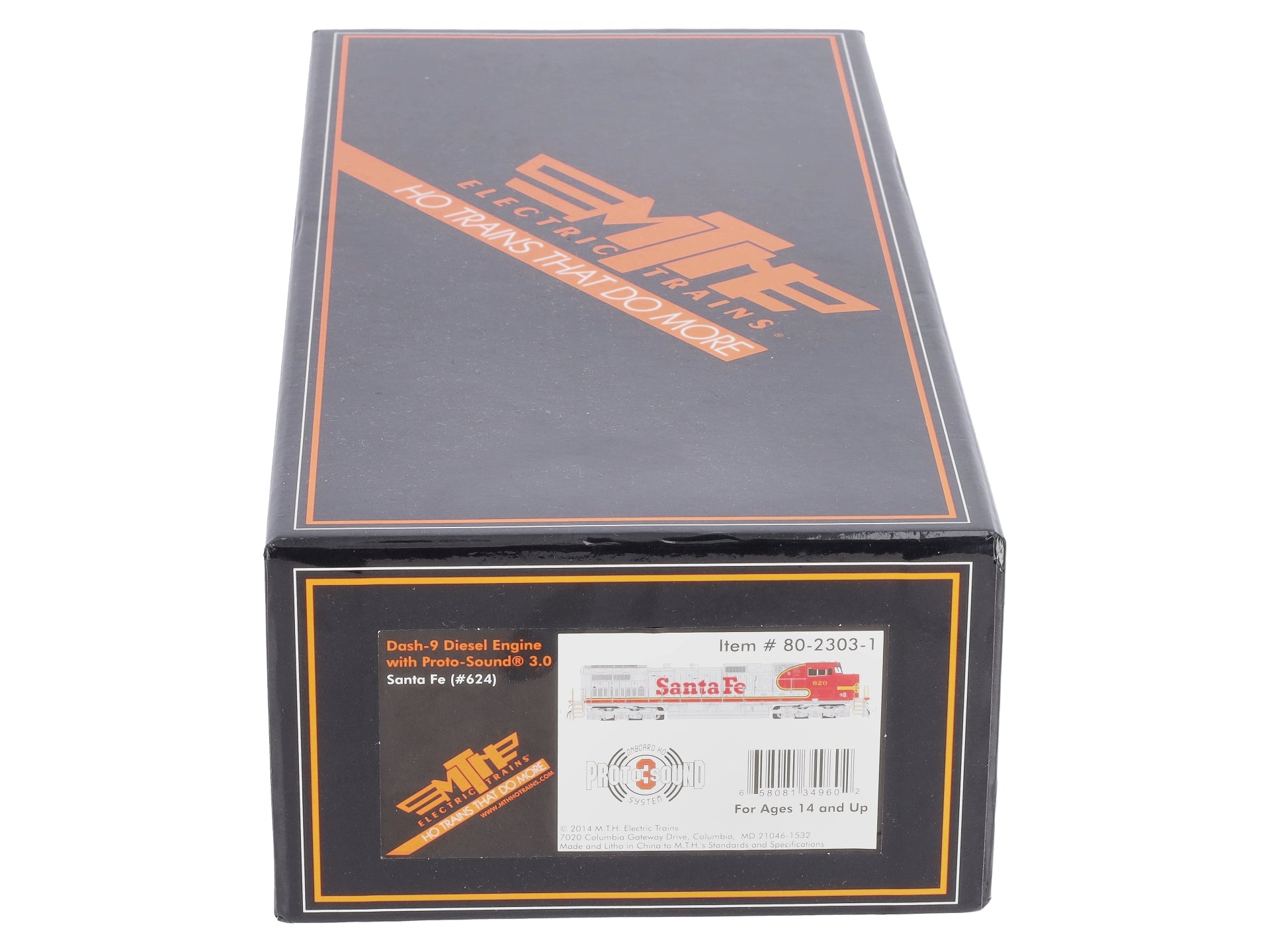 MTH 80-2303-1 HO Santa Fe Dash-9 Diesel Locomotive with Proto-Sound 3 #624