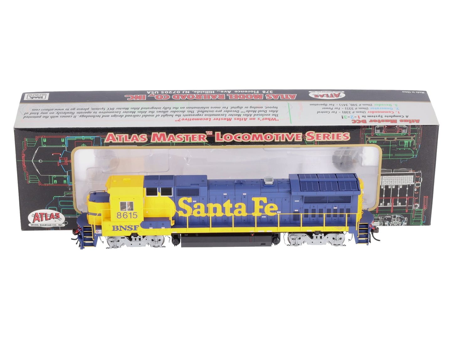 Atlas 9033 HO Scale BNSF/ATSF Dash 8-40B Powered Diesel Locomotive #8615