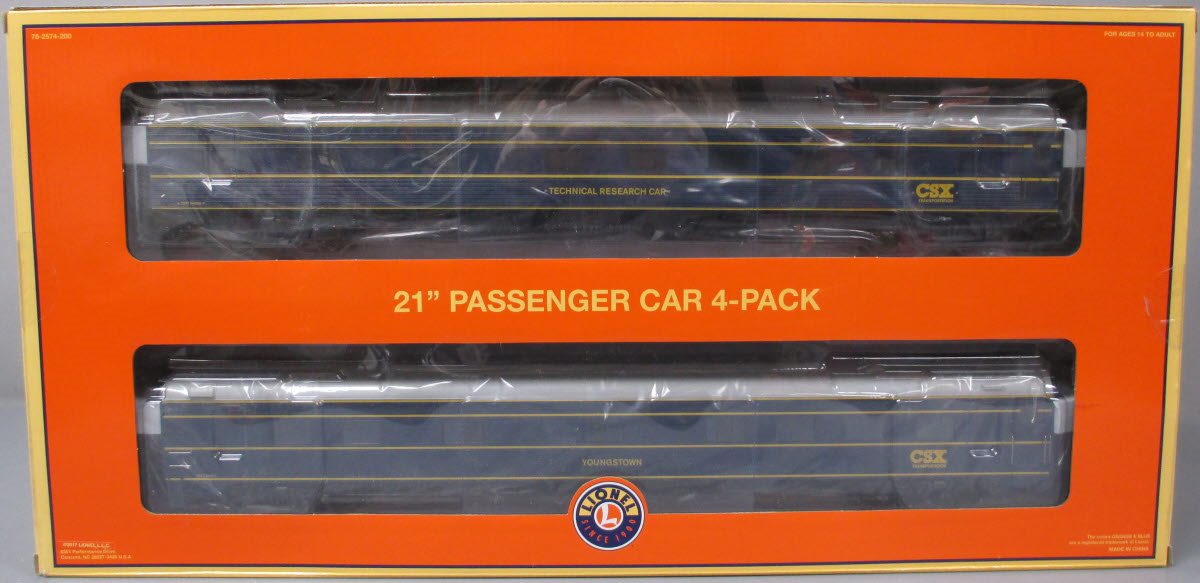 Lionel 6-83120 O CSX 21" Passenger Cars (Set of 4)