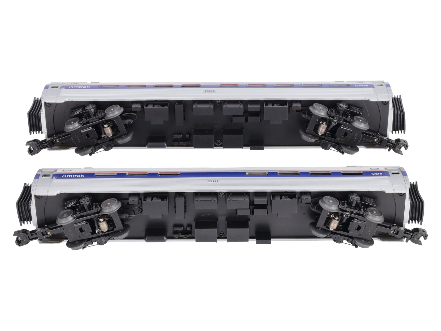 MTH 30-6520 O Amtrak Amfleet Coach/Diner Passenger Car Set (Set of 2)