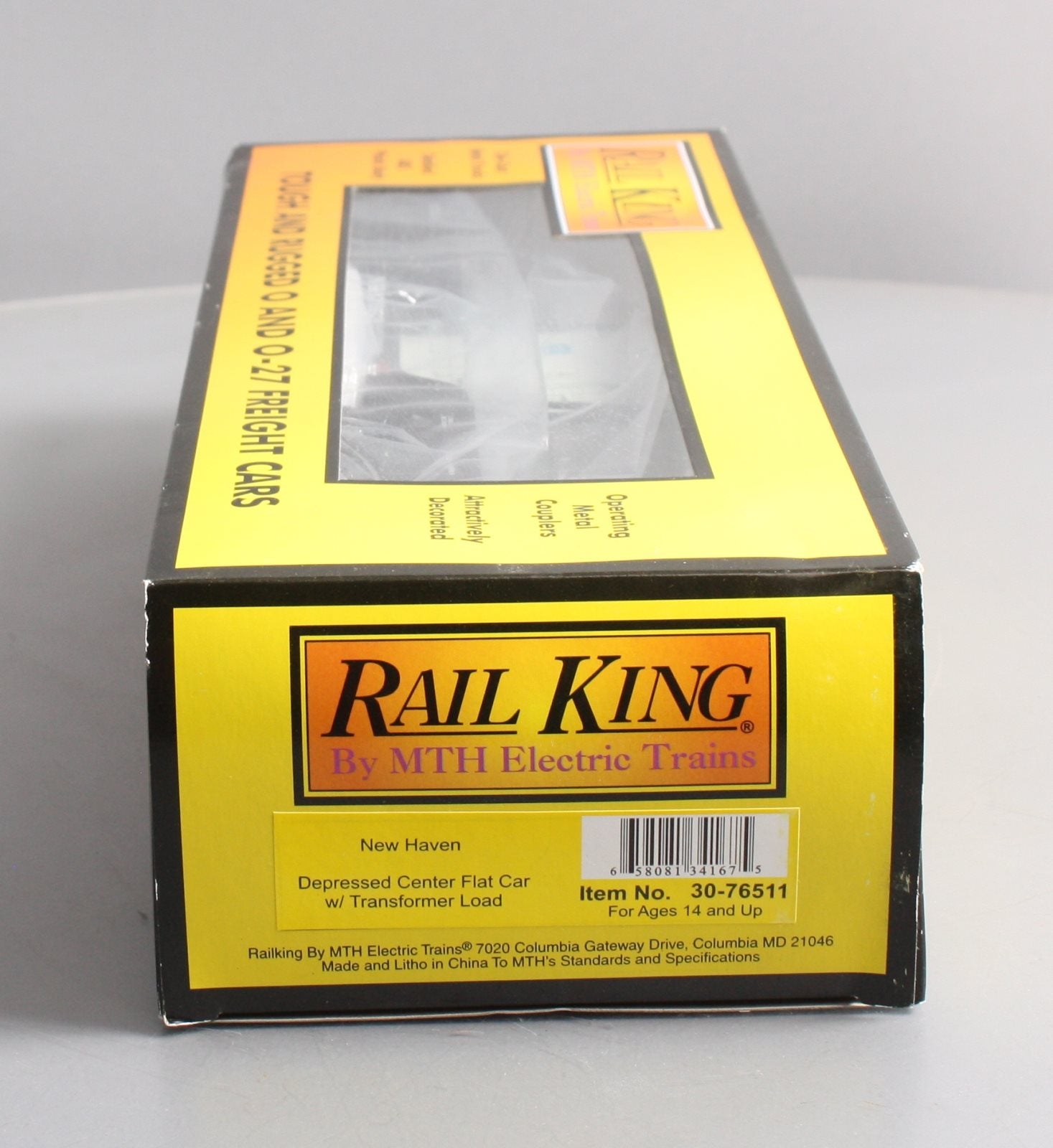 MTH 30-76511 O Gauge New Haven Depressed Center Flatcar w/Transformer Load
