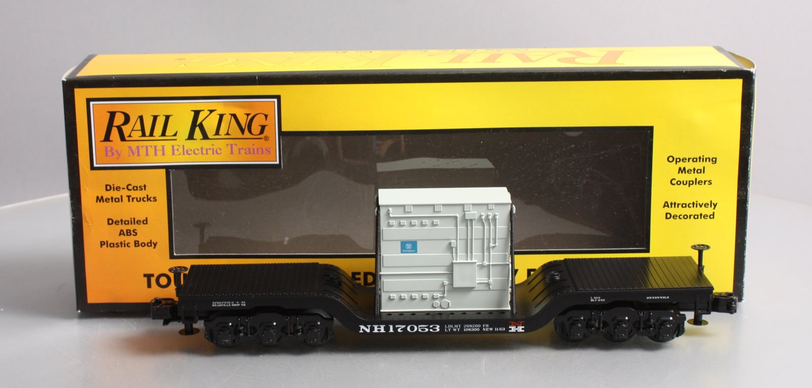 MTH 30-76511 O Gauge New Haven Depressed Center Flatcar w/Transformer Load