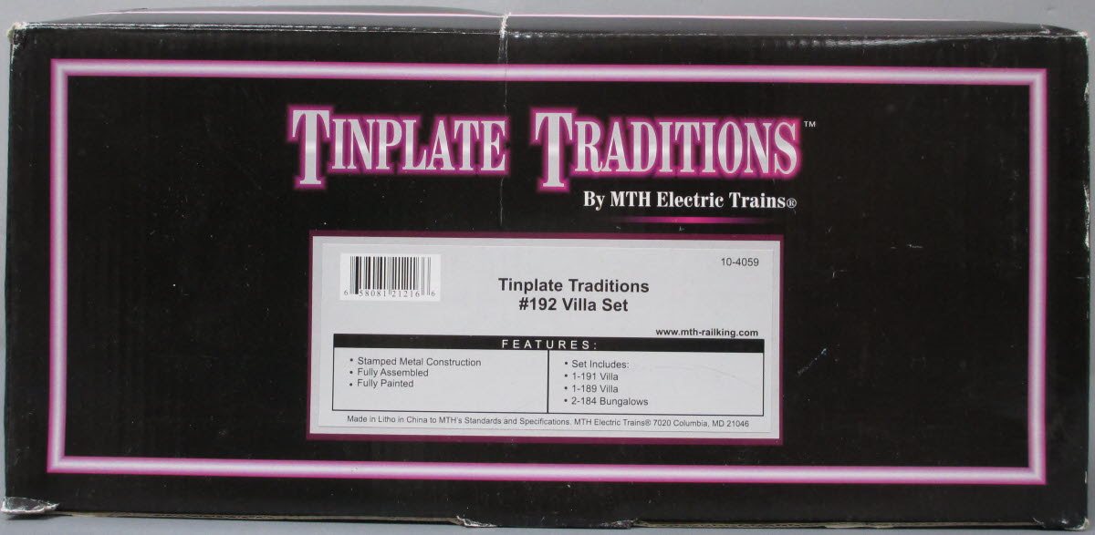 MTH 10-4059 O #192 Tinplate Villa Set (Set of 4)