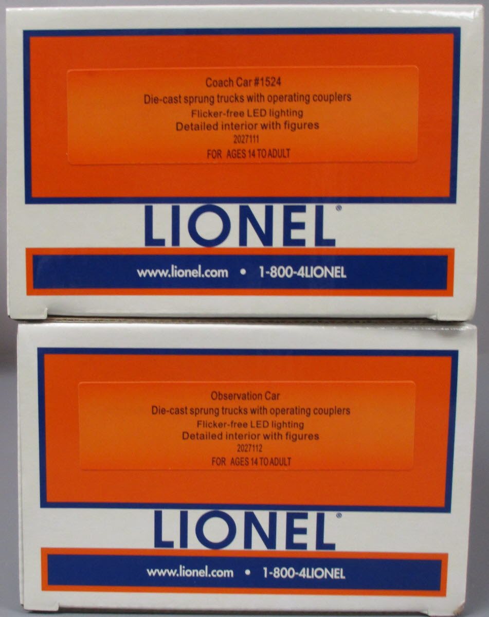 Lionel 2027110 O Santa Fe Shadow-Line Passenger Cars (Set of 2)