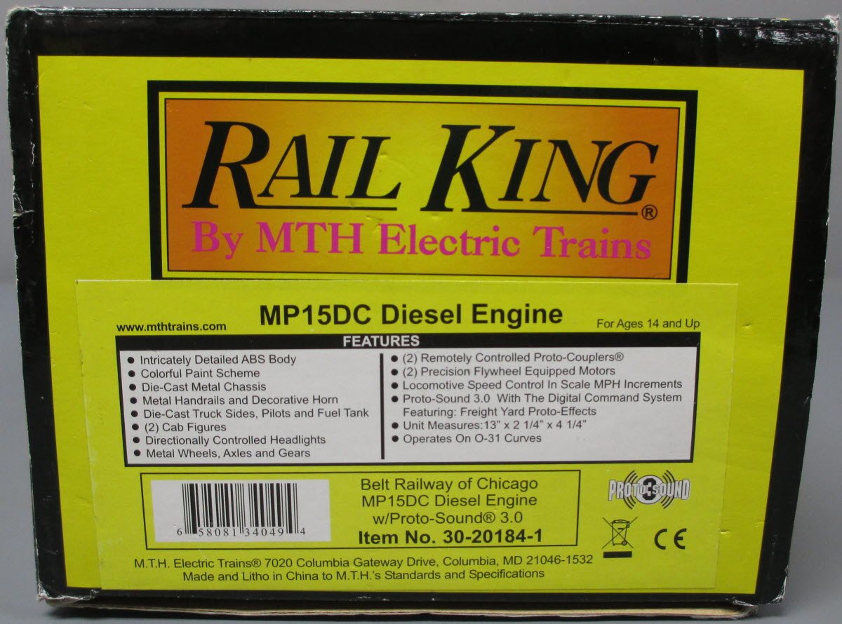 MTH 30-20184-1 Belt Railway of Chicago MP-15DC Diesel Engine w/PS 3.0 #534
