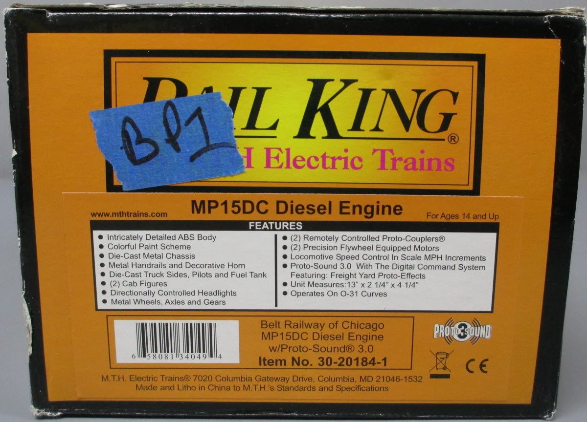 MTH 30-20184-1 Belt Railway of Chicago MP-15DC Diesel Engine w/PS 3.0 #534