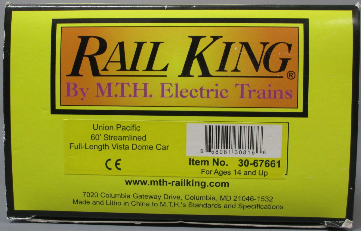 MTH 30-67661 O Gauge Union Pacific 60' Vista Dome Car