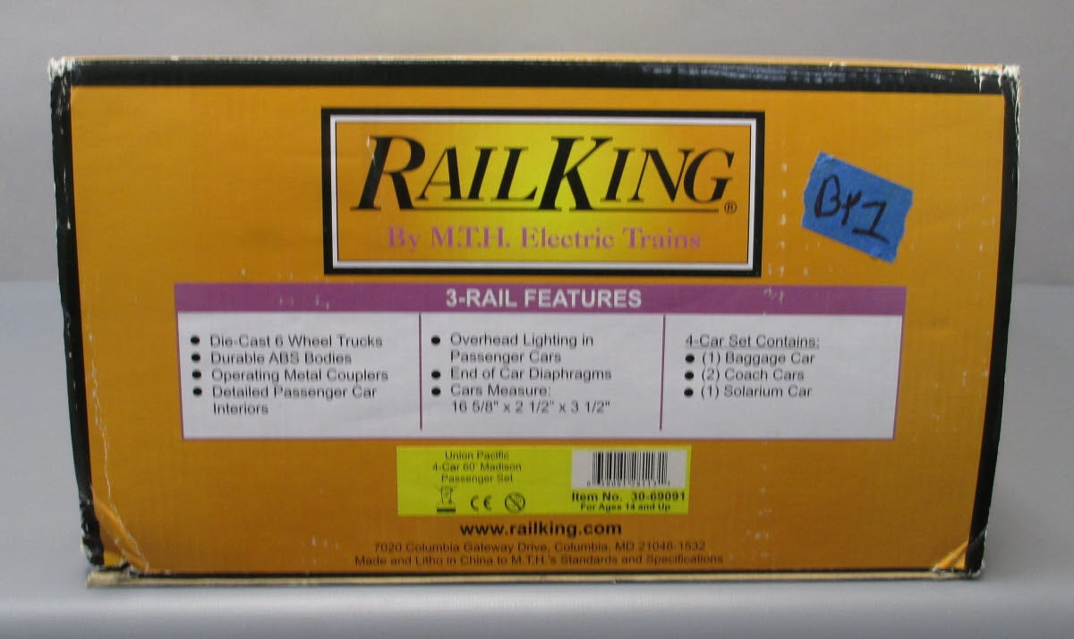 MTH 30-69091 O Union Pacific 60' Madison Passenger Car Set (Set of 4)