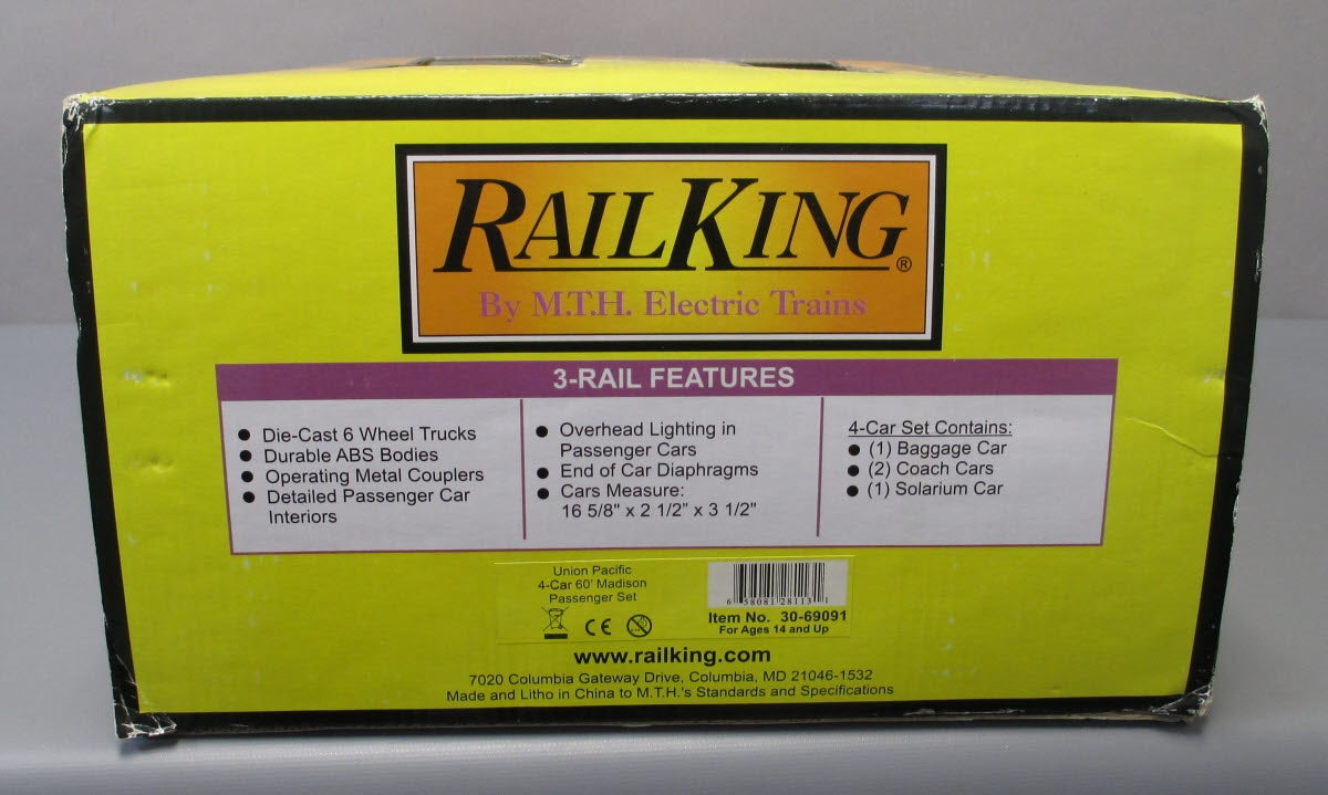 MTH 30-69091 O Union Pacific 60' Madison Passenger Car Set (Set of 4)