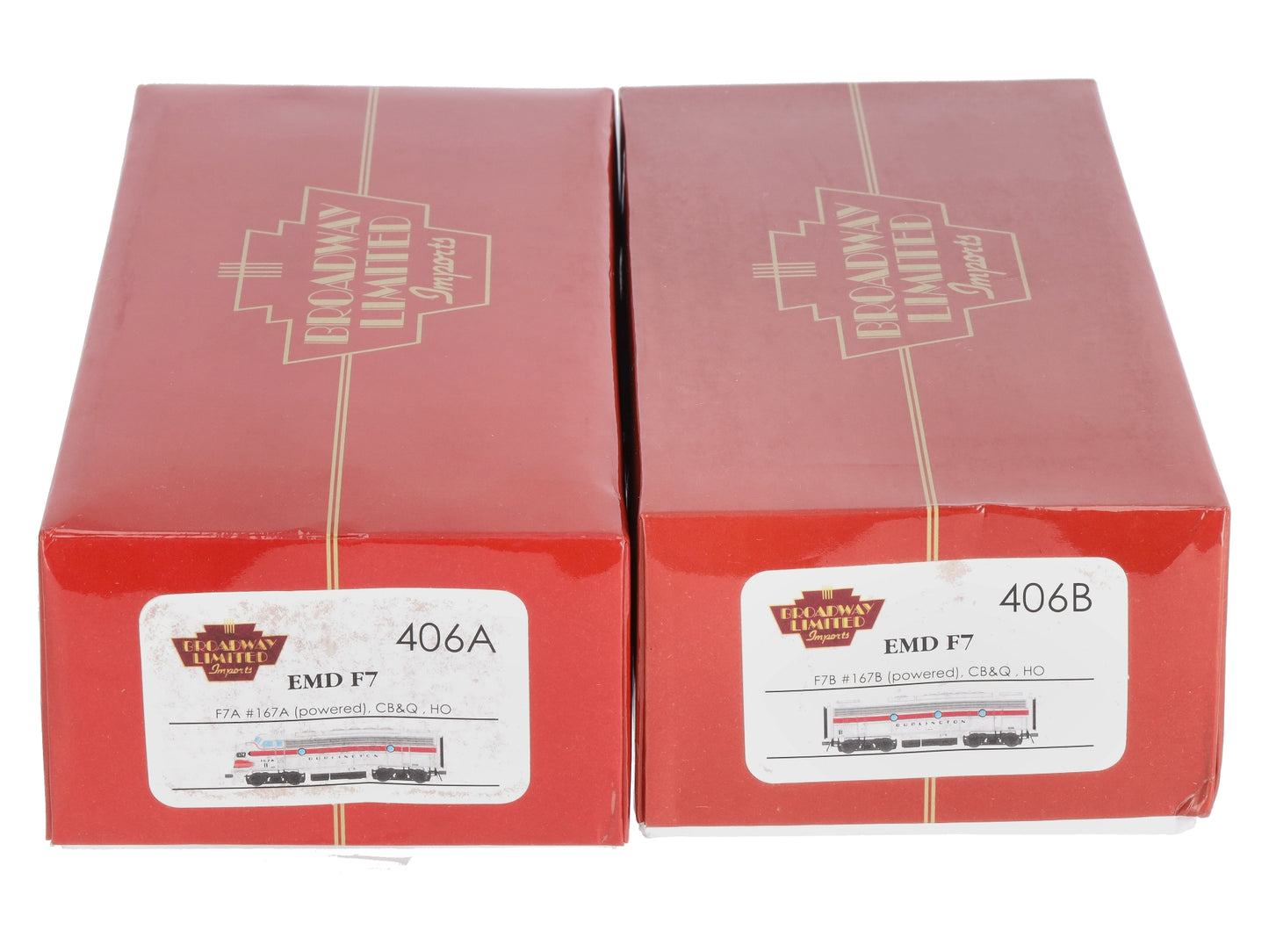Broadway Limited 406 HO CB&Q F7A/F7B Diesel Locomotives w/ DCC & SND