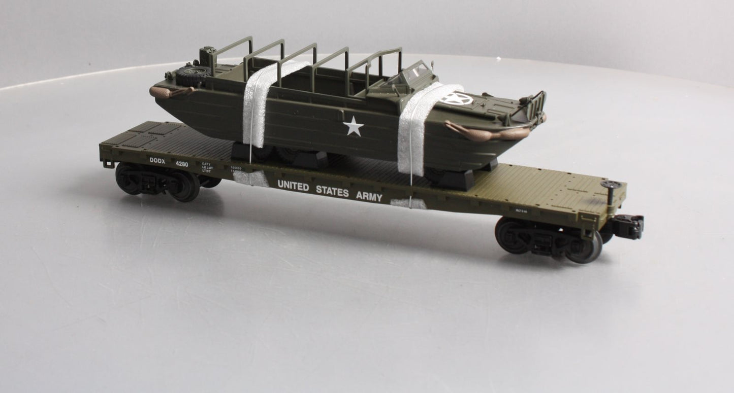 MTH 30-76778 O US Army Flatcar with GMC DUKW 353 #4280