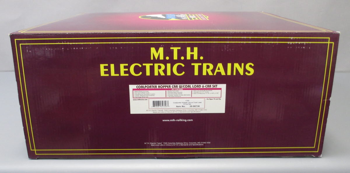 MTH 20-90736 O Gauge CSX Coalporter Hopper w/ Coal Load 6-Car Set