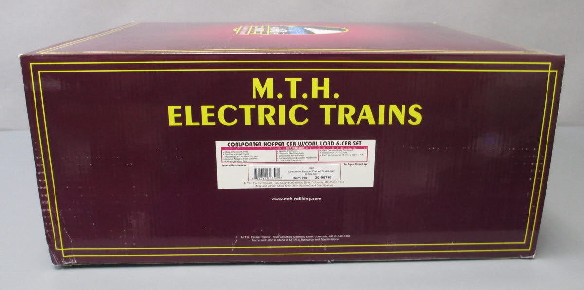 MTH 20-90736 O Gauge CSX Coalporter Hopper w/ Coal Load 6-Car Set