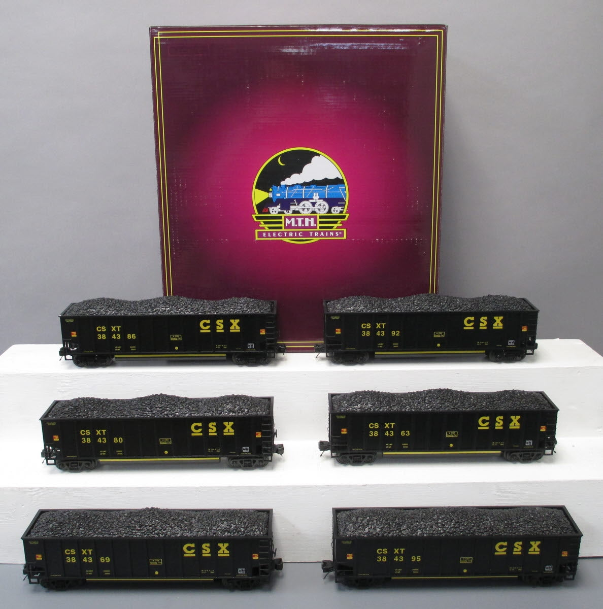 MTH 20-90736 O Gauge CSX Coalporter Hopper w/ Coal Load 6-Car Set