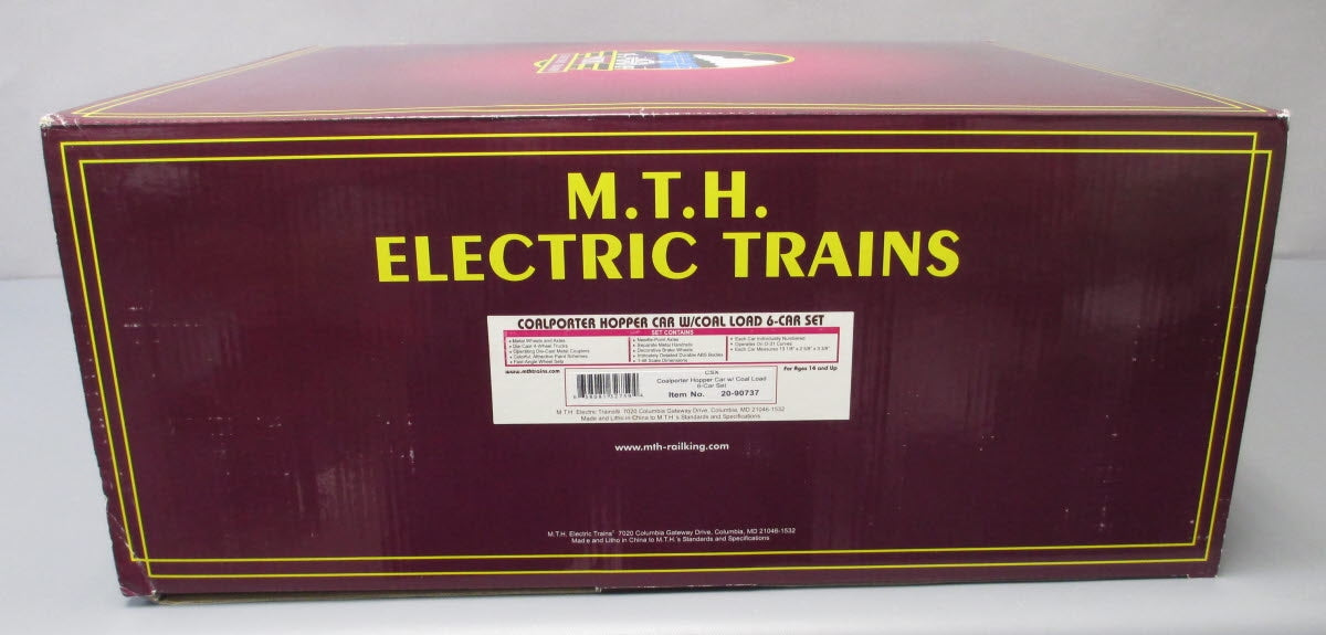 MTH 20-90737 O Gauge CSX Coalporter Hoppers w/ Coal Load 6-Car Set