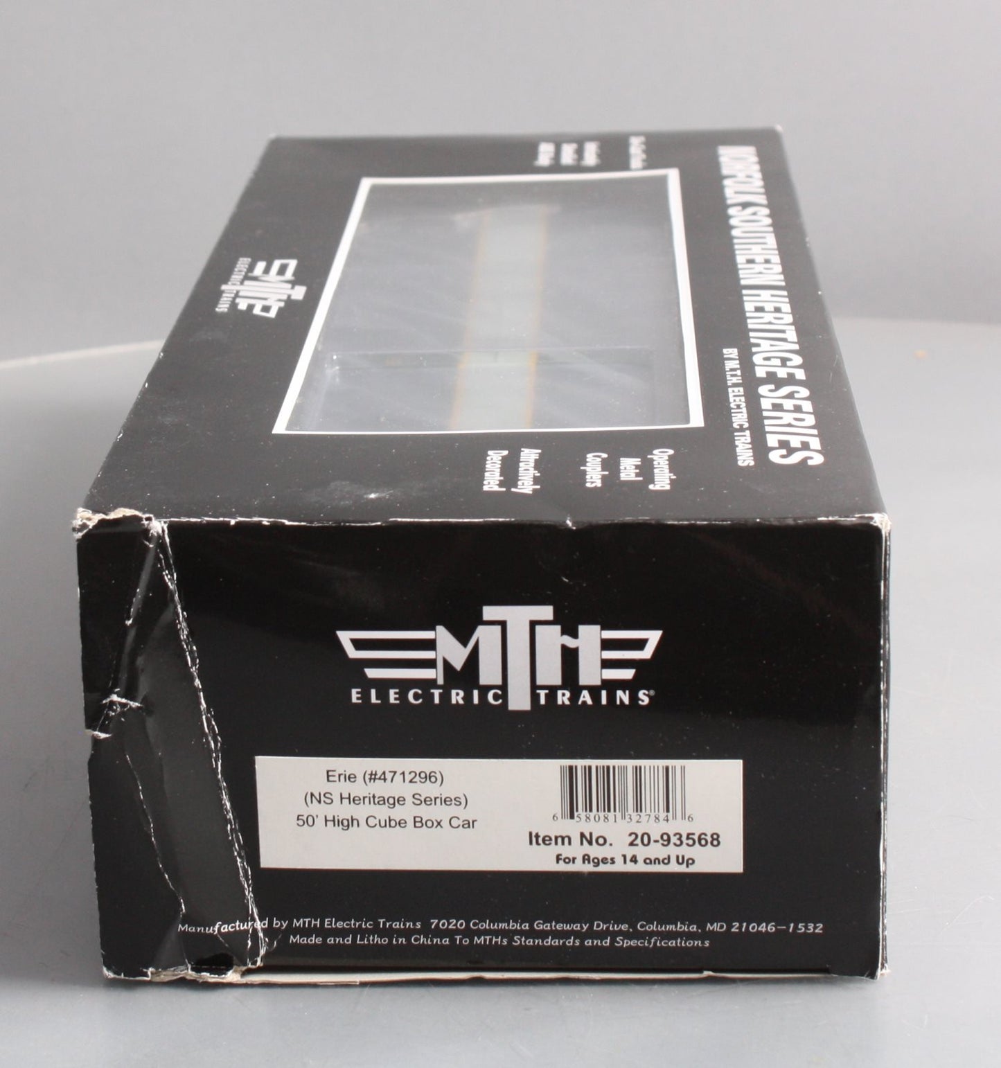 MTH 20-93568 O Gauge Erie NS Heritage 50' High-Cube Boxcar #471296