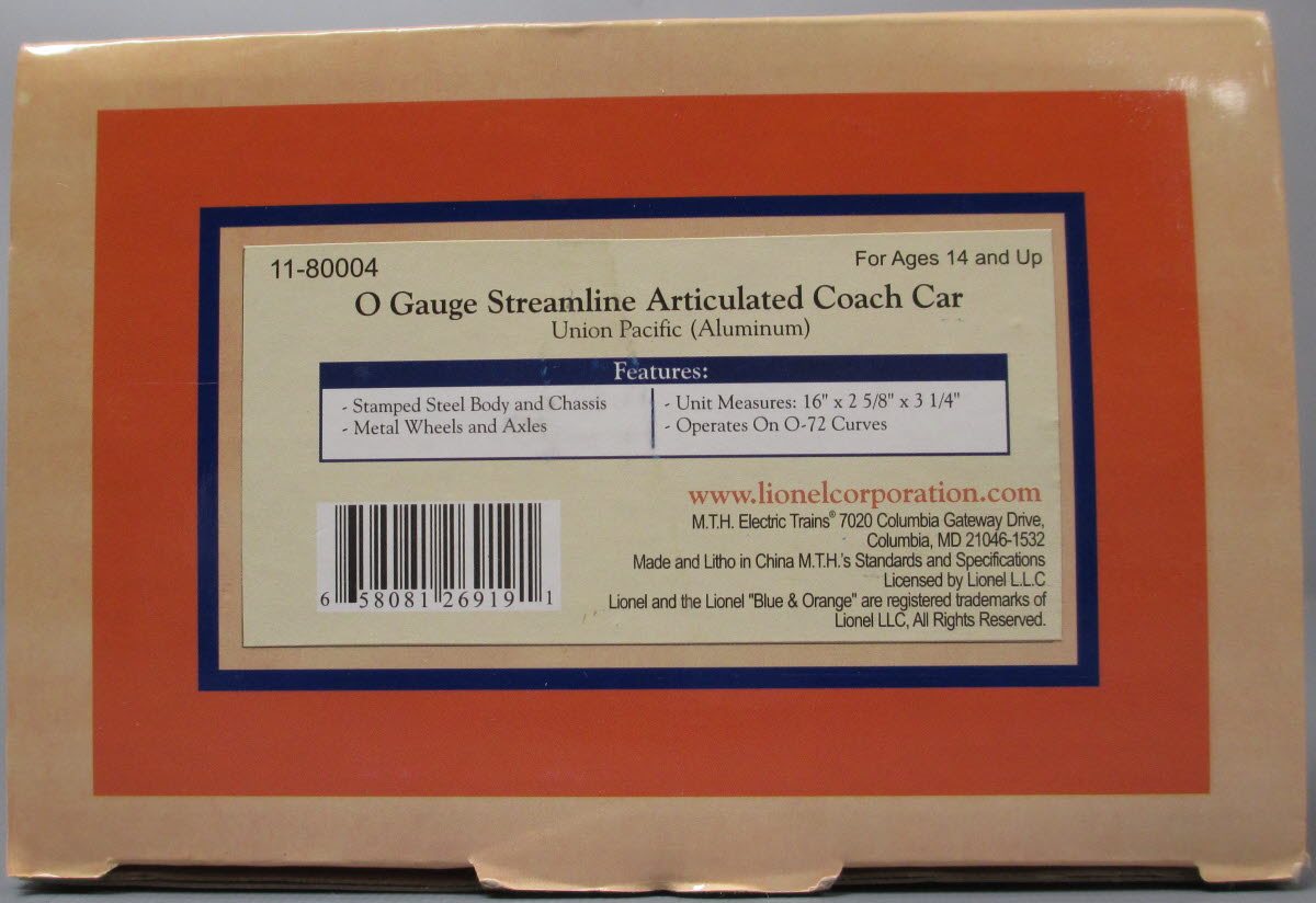 MTH 11-80004 Union Pacific Streamlined Artictulated Coach