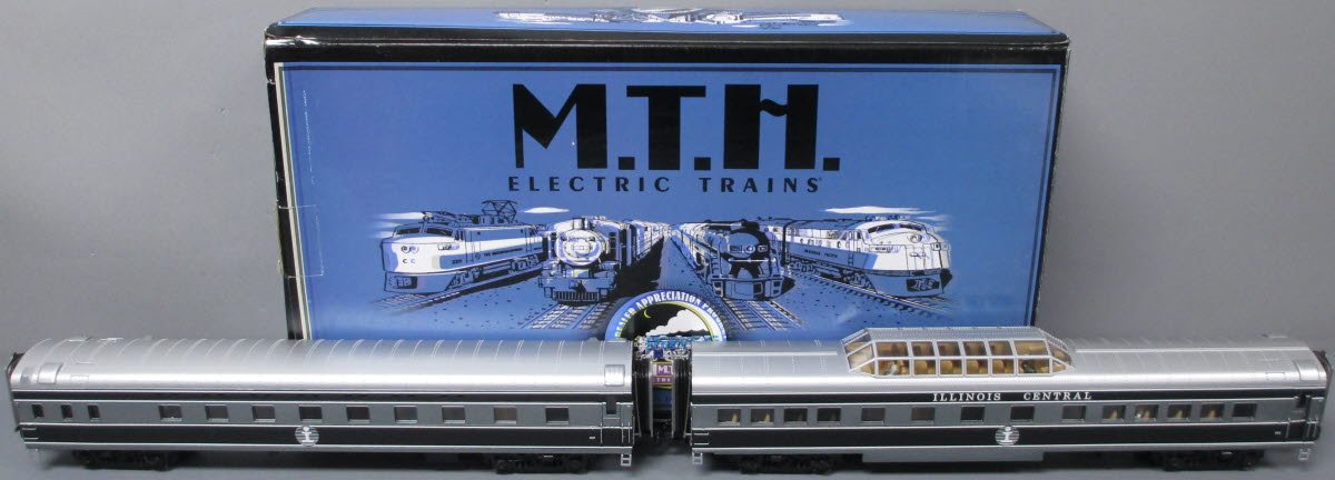MTH 20-66153 O Ilinois Central Streamlined 70' Sleeper/Vista Dome Set (Set of 2)