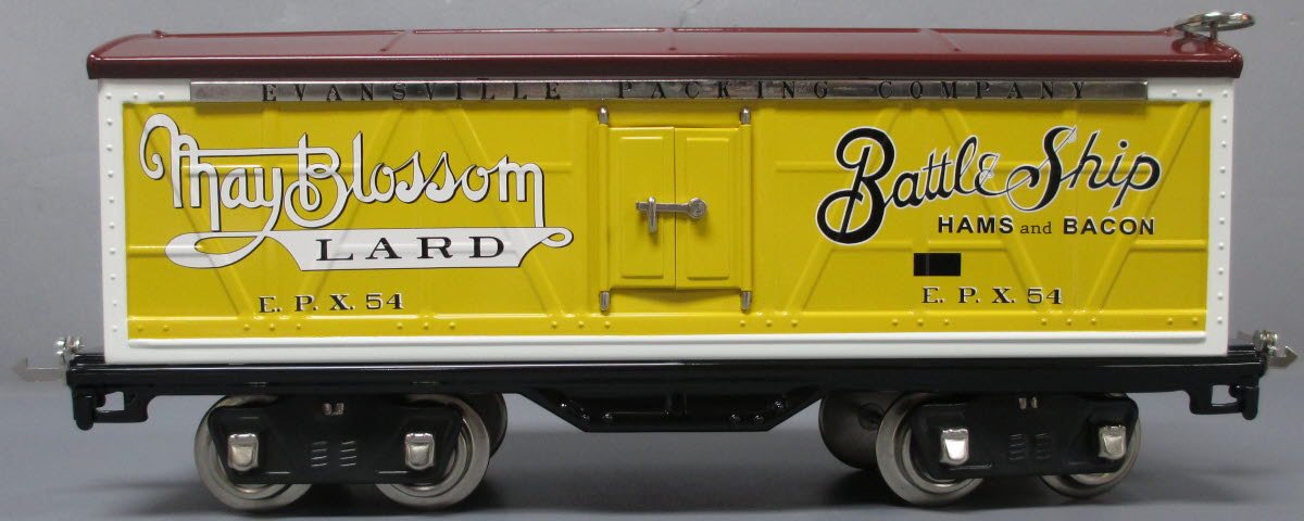 MTH 10-2172 Standard Gauge Evansville Packing Reefer Car w/Nickel Trim
