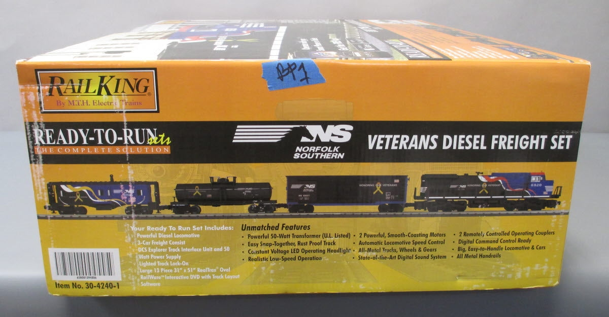 MTH 30-4240-1 O Norfolk Southern Veterans Diesel Freight Train Set w/PS 3.0