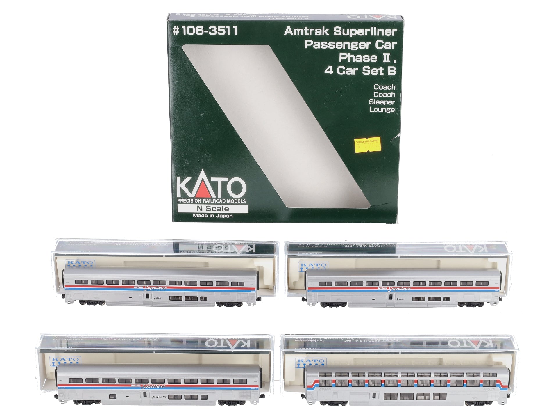 Kato 106-3511 N Scale Superliner 4-Car Passenger Set B