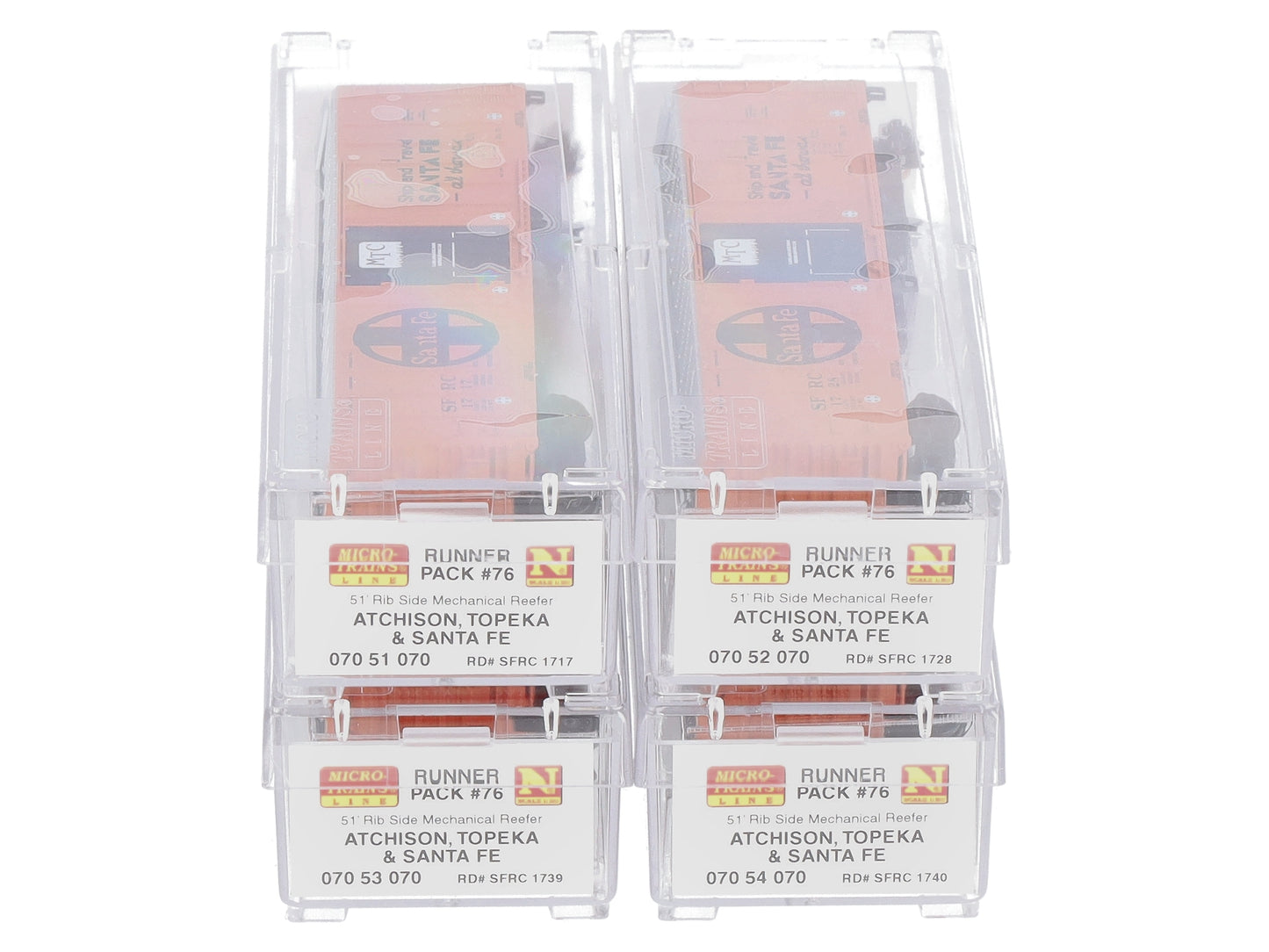 Micro-Trains 99300076 N ATSF 51' Mechanical Reefer Runner Pack (Set of 4)