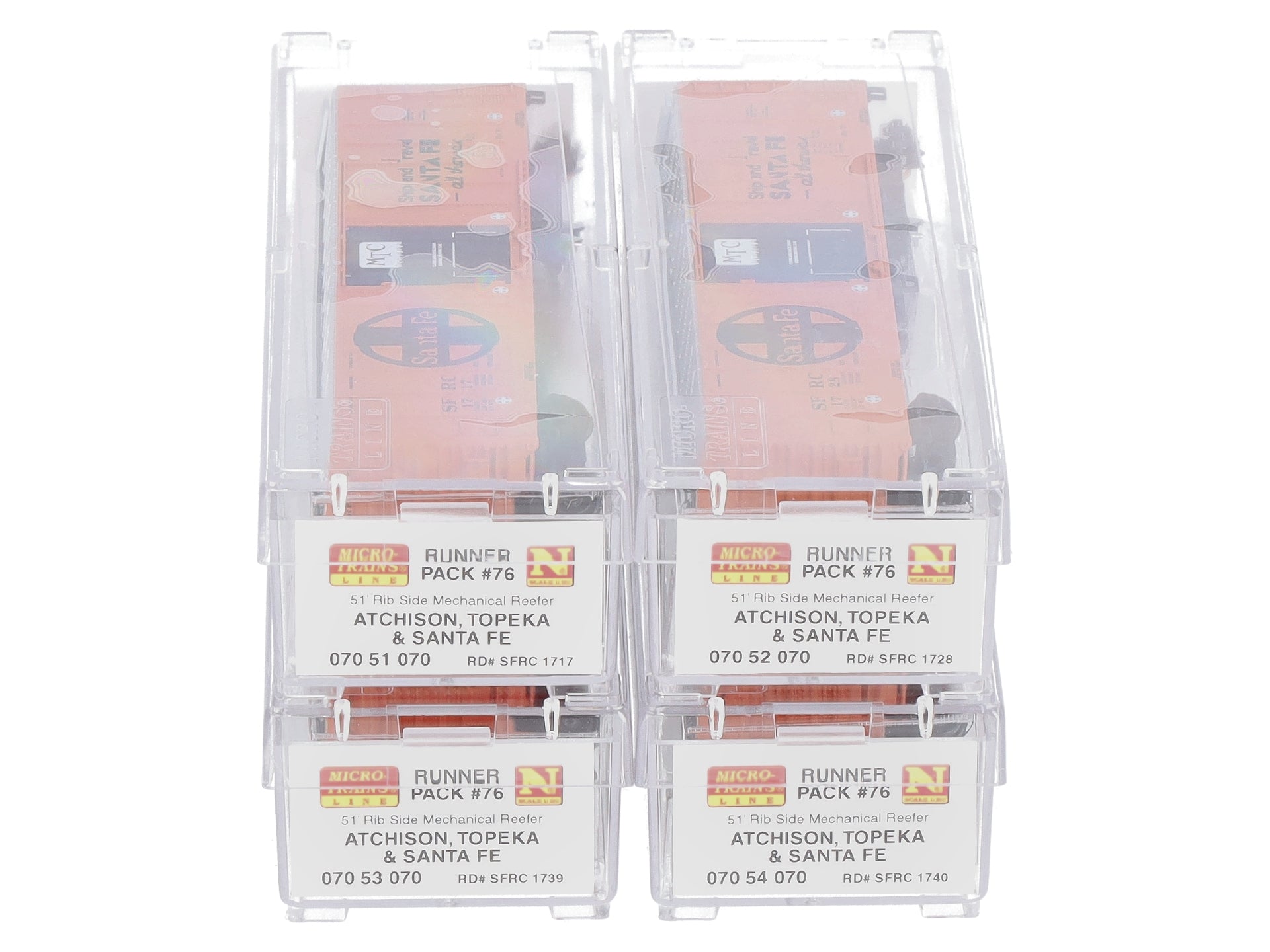 Micro-Trains 99300076 N ATSF 51' Mechanical Reefer Runner Pack (Set of 4)