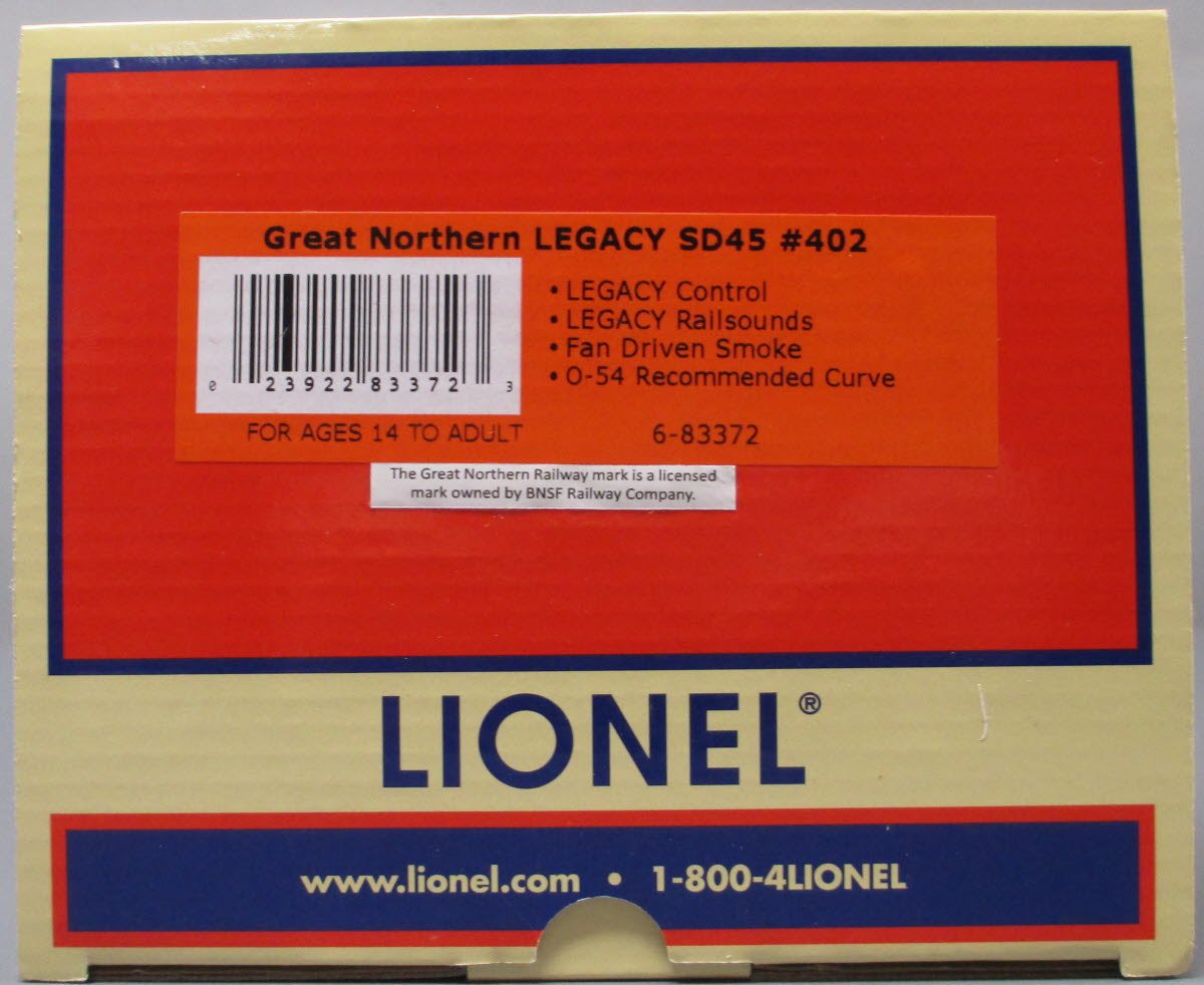 Lionel 6-83372 O Great Northern Legacy SD45 Diesel Locomotive #402