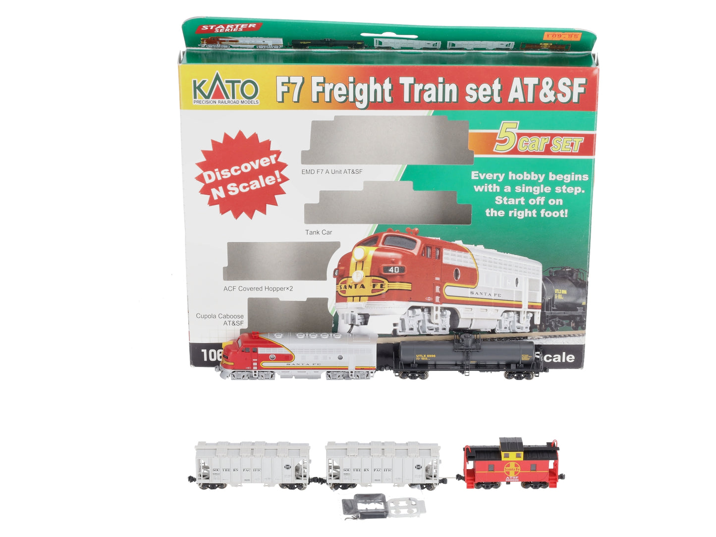 Kato 106-6271 N Scale Atchison, Topeka & Santa Fe F7A Diesel Freight Train Set