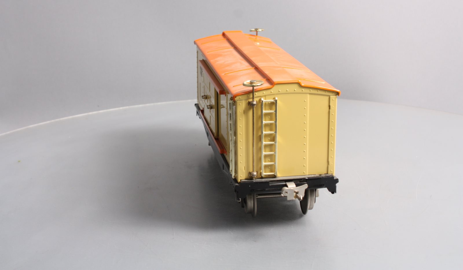 MTH 10-202 Std. Gauge 214 Tinplate Cream & Orange Box Car with Brass Trim