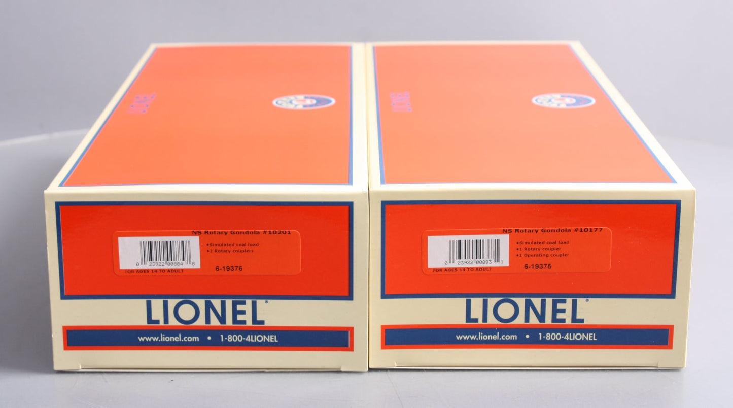 Lionel 6-19374 O Norfolk Southern Coal Gondola w/ Load #10201, 10177 (Pack of 2)