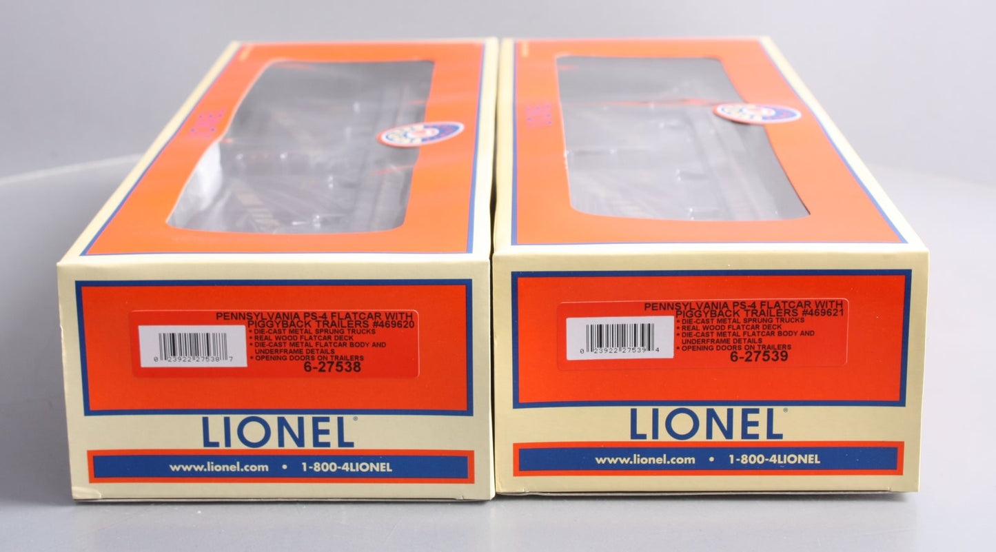 Lionel 6-21861 O Pennsylvania PS4 Flatcars with Piggyback Trailers 469620/469621